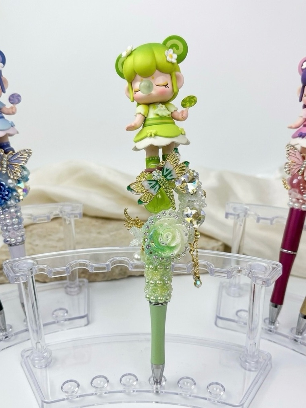 Nanci Figures Rhinstone Pens (Matcha Swiss Roll) Nanci Tea Time Series #handmade